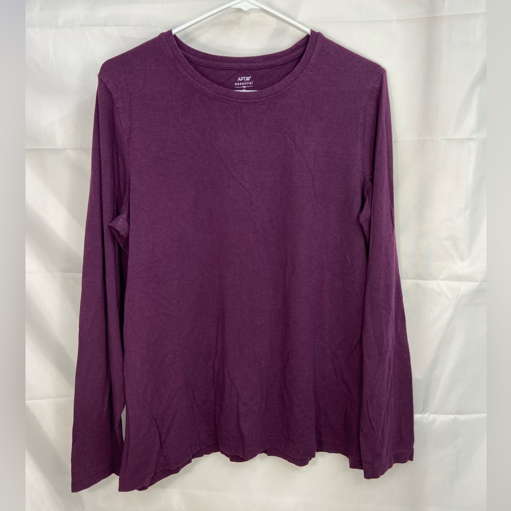 Apt. 9 women’s reddish purple long sleeve Crewcut casual relaxed basic tshirt XL
